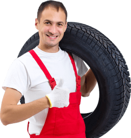 Mechanic with tire